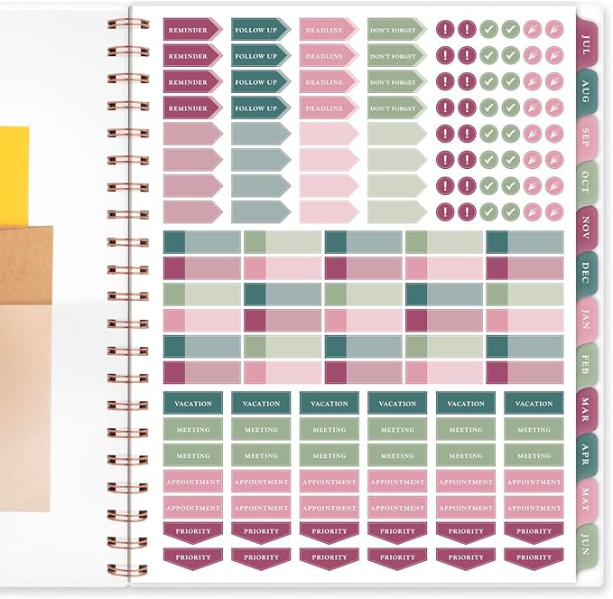 AT-A-GLANCE Planner 2025-2026 Academic, Weekly & Monthly, 8-1/2" x 11", Large, Monthly Tabs, Flexible Cover, Badge Floral (1734F-905A)