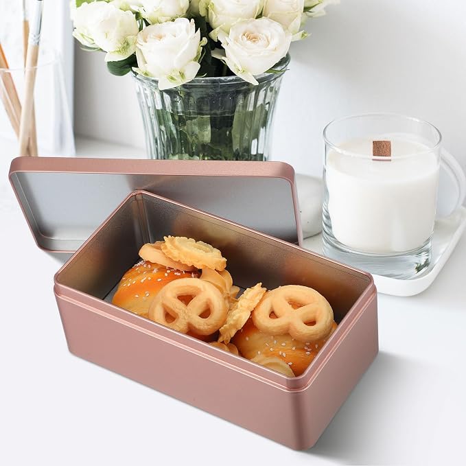 HOMSFOU 3pcs Rectangular Tinplate Storage Boxes for Paper Clips and Pencils, Portable Convenience with Multifunctional Design, Simple and Elegant Metal Organizer for Office and Pantry Use