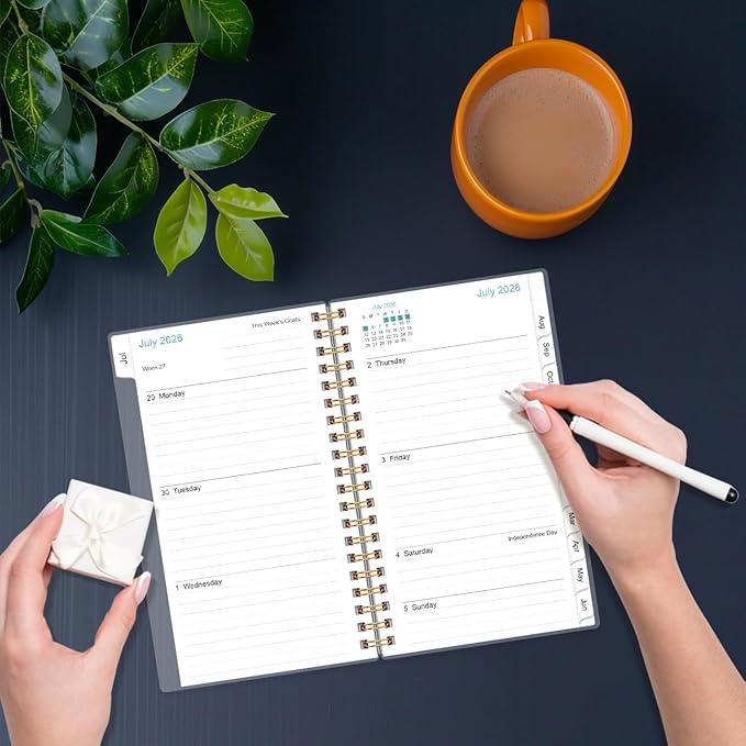 2026-2027 Pocket Planner/Calendar - 2026-2027 Planner from July 2026 - June 2027, Planner 2026 with 12 Tabs, Twin-Wire Binding, Inner Pocket, 3.75" x 6.75", Pink