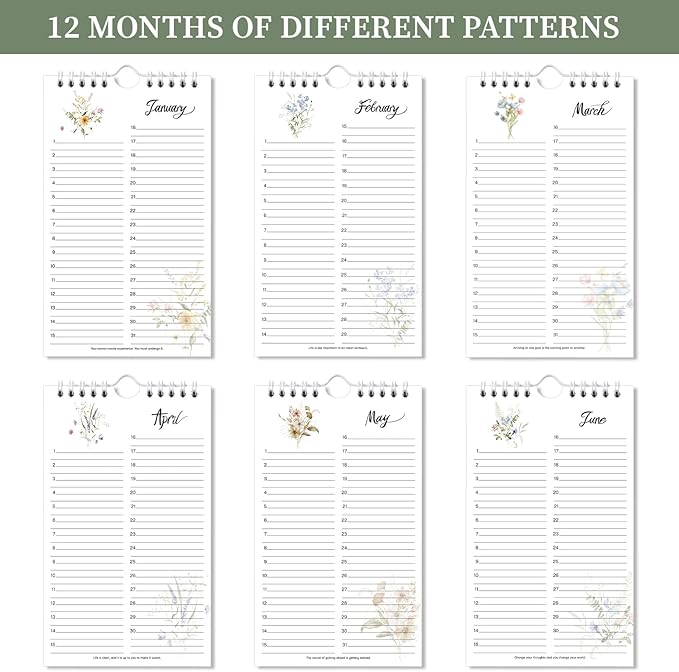 Perpetual Calendar - Undated Calendar 12-Month, 6'' x 10'' with Twin-wire Binding, Thicker Paper, Perpetual Calendars for Birthday, Anniversaries, Important Days, Festivals Reminder