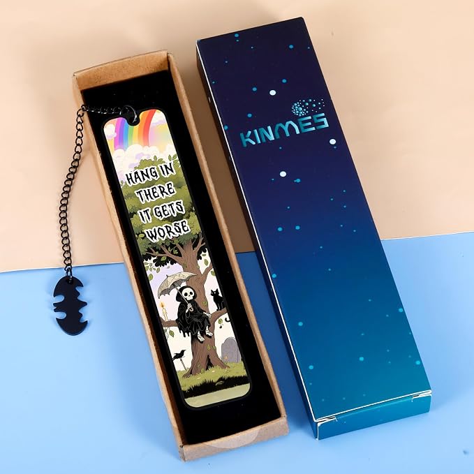 Cat Bookmark for Women, Wicked Bookmark Gifts Goth Christmas Gifts Gifts for Women Who Like to Read Spooky Skull Bookmarks, Dark Humor Gift for Coworker Friend Horror Wicked Bookmarks for Book Lovers