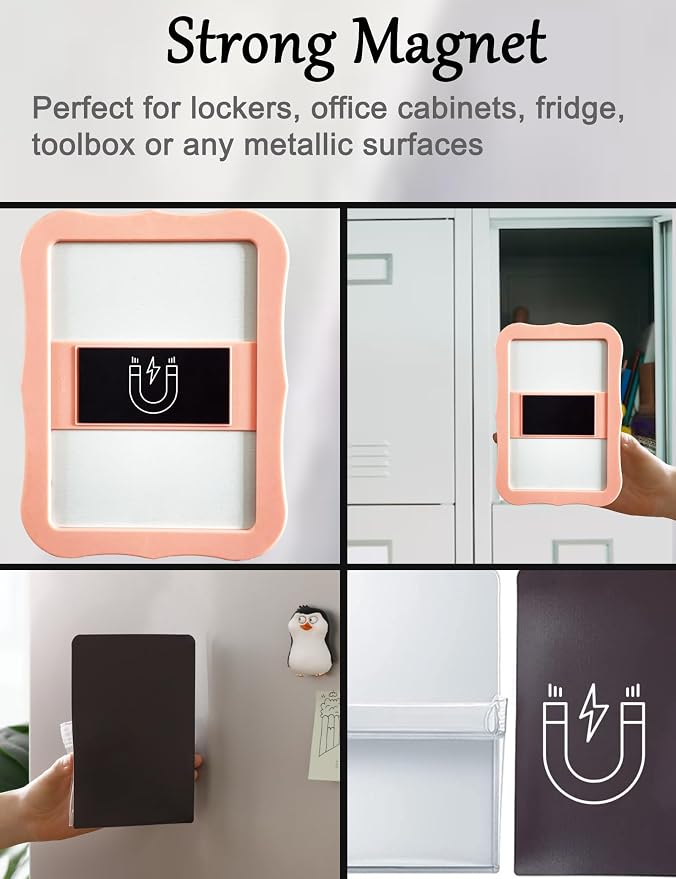 Magnetic Locker Mirror with Pen Holder, Practical Locker Accessory Kit, Pink