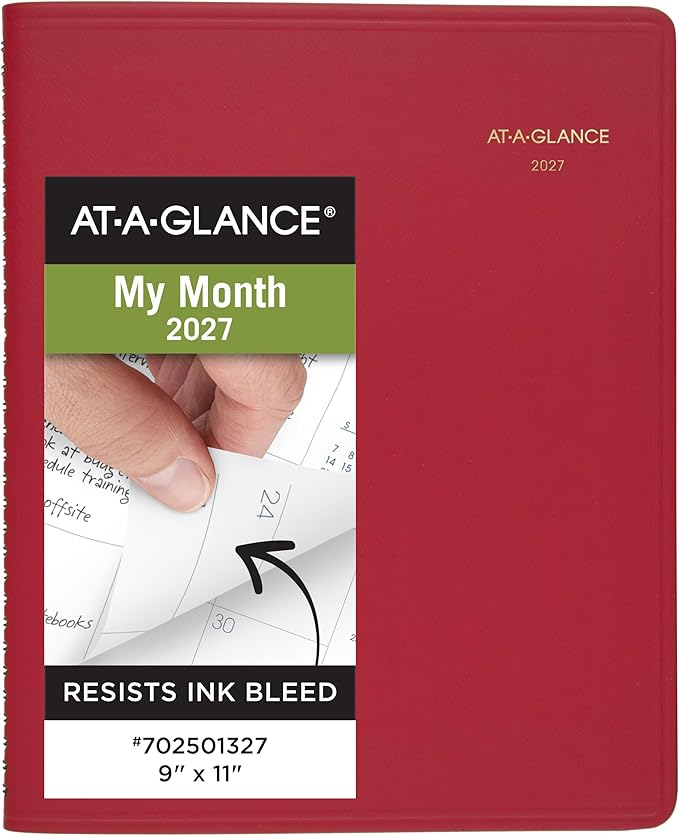 AT-A-GLANCE 2027 Planner, Monthly, 15-Month Jan-Mar, 9" x 11", Unruled Daily Blocks, Red (702501327)