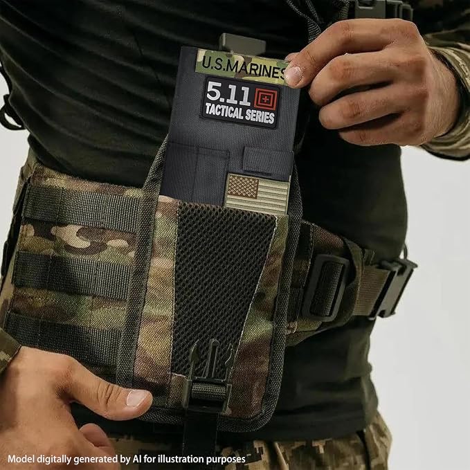 OCP Military Book Cover, Tactical Notebook Cover for 5.5”X 8” Journal Notebook Cover, OCP Green Book Cover, Field Notes Ring Binder (Black, 5.5”X 8”)