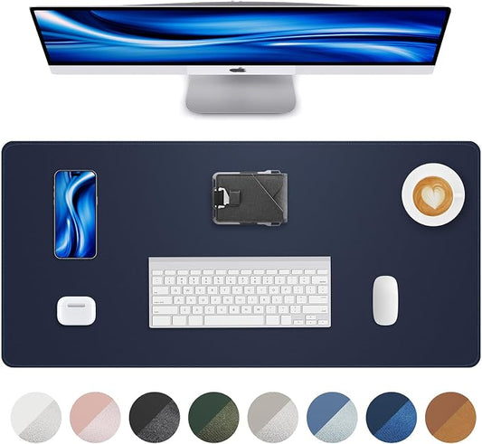 AFIING Desk Pad Protector 23.6" x 13.7" - Non-Slip Waterproof PU Leather Desk Mat for Mouse, Keyboard, Laptop, Office and Home Workspace (Midnight Blue)