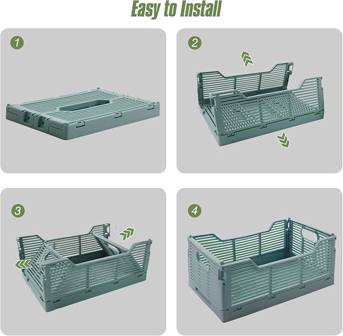 2-Pack Foldable Crates, Plastic Storage Baskets Crate for Organizing, Collapsible Storage Crates for Home Kitchen Classroom Office Bedroom Bathroom (8.66''x5.91''x3.54'', Gray)