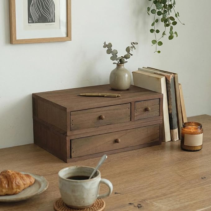 Wooden Desktop Holder with Spacious Compartments Storage Box Perfect for Documents and Craft Supplies Wooden Offices Planner