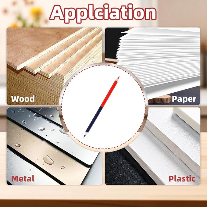 Flylin Carpenter Pencils, 20-Pack Dual-Ended Red and Blue Erasable Colored Pencil Set, Giant HB Marking Pencils for Wood and Construction
