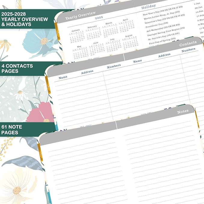 2025-2028 Monthly Pocket Planner/Calendar - Jul. 2025 - Jun. 2028 (36 Months), 3.8" x 6.4", 3 Year Monthly Planner, Back Pocket, Elastic Closure, Pen Loop, 2 Book Marks