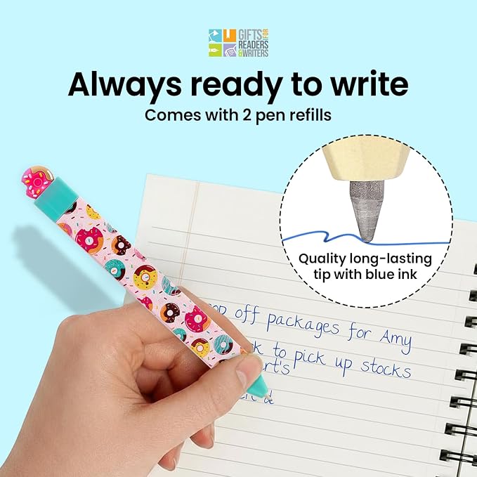 Gifts for Readers & Writers Pen Bookmark, Page Marker & Flat Writing Pen for Journal Notebook & Planner, Penmark Reading Accessory for Making Book Annotations, Donut