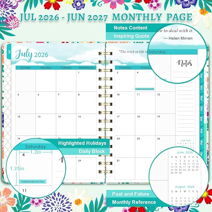 Planner 2026-2027 - Planner 2026-2027 Daily Weekly and Monthly, July 2026 - June 2027, 6.3’’ × 8.4’’, Inner Pocket, Hardcover, Perfect Daily Organizer