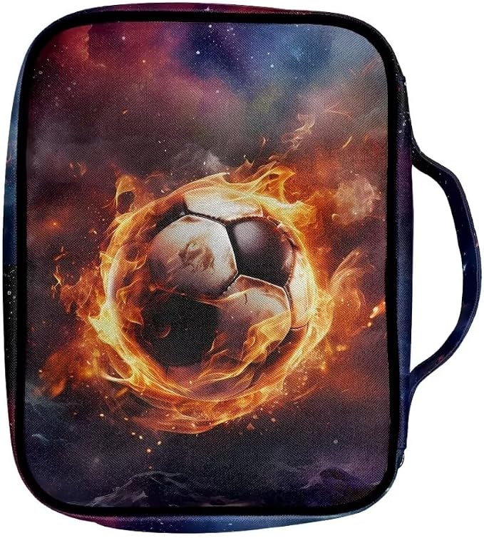 Coldinair Stellar Nebula Fir Soccer Bible Covers Bag for Kids Teen,Durable Carrying Book Case Church Bag Bible Holder with Handle and Zippered Pocket
