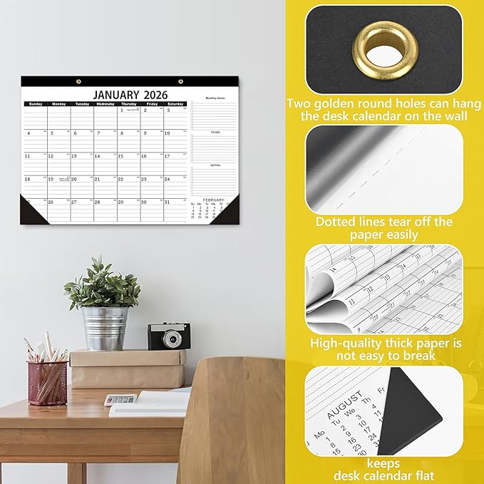 Desk Calendar 2026-2027,Calendar 2026-2027-18 Months-12x17 in,January 2026 to June 2027,Calendar 2026,Calendar 2026-2027 Perfect for Your Home,School or Office.