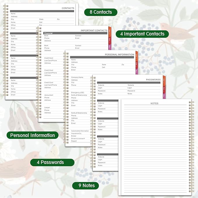 2026-2027 Monthly Planner - Academic Planner 2026-2027, JUL. 2026 - DEC. 2027, 9" x 11", 18 Monthly Calendar Planner with Colorful Tabs + Back Pocket + Twin-Wire Binding - Floral