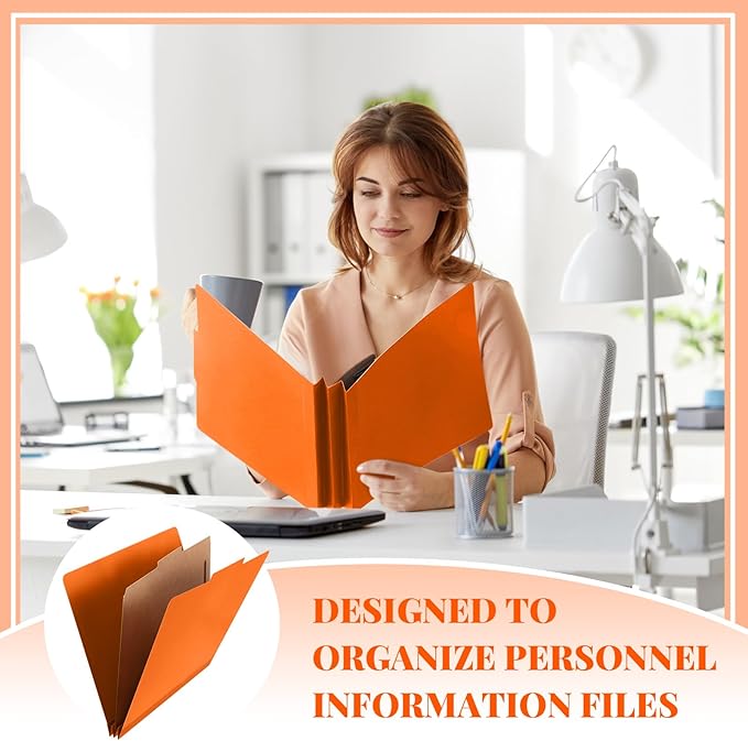 Skyygemm 12 Pcs Classification Folders Letter Size, 1 Divider Pressboard File Folder with Fasteners, Expanding File Organizer Bulk for School Teachers, Office Employee, Coworker, Staff (Orange)