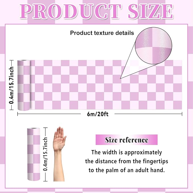 Purple Checked Bulletin Board Roll Reusable Waterproof Erasable Pastel Purple Non-Woven Fabric Bulletin Board Roll Wrinkle Resistant Background Poster for Classroom Decor Wrap DIY Crafts 15.7" x 20ft