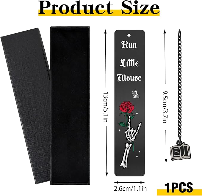 Dark Romance Merch Bookmark - Smut Metal Book Marks for Reading Lover Women Funny Smutty Page Maker Run Little Mouse Accessories with Pendant for Readers Bookish Adult Birthday Christmas