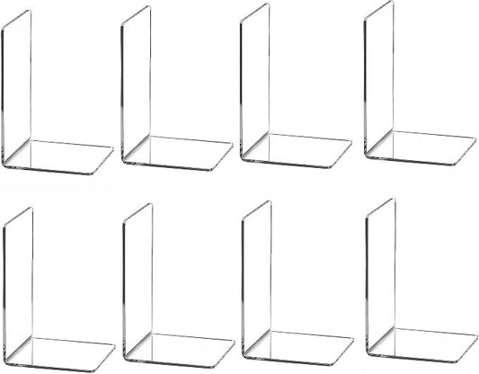 Clear Bookends for Heavy Books,8pcs Acrylic Book Shelf Organizer for Desk,Plastic Heavy Duty Book Holders Standand Invisible Bookshelf Dividers Decorative,Suitable for Office Home Weighted Bookends