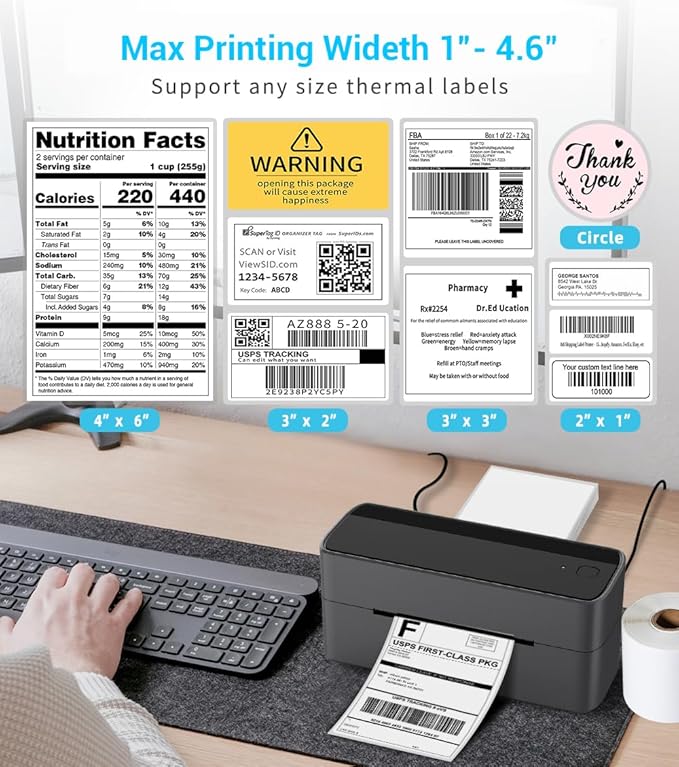 Phomemo 4x6 Shipping Label Printer with 4x6 Thermal Labels Paper 500 PCS/Roll