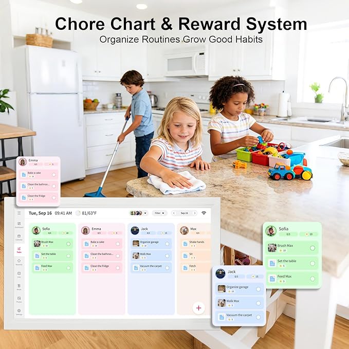 Akimart Calendar: 21.5 inch Wall Planner Digital Calendar & Chore Chart, Smart Touchscreen Interactive Display for Family Schedules, Hearth Display Digital Calendar, Great for Organizing Your 2026 Year