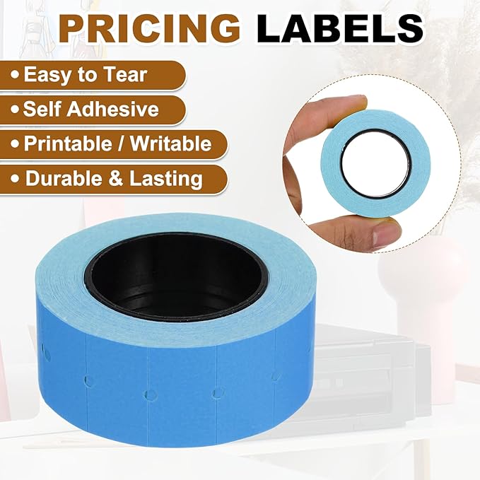 PATIKIL Pricing Labels, 10 Rolls 5000 Price Price Gun Labels Self-Adhesive Rectangular Puzzle Shape Marker Tag Stickers for Date Gun, Blue