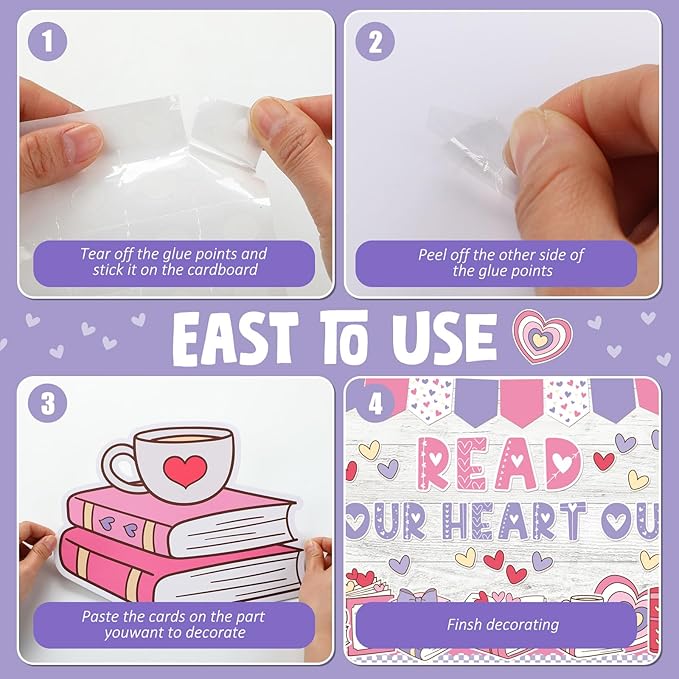 Eaasty Valentines Reading Bulletin Board Set Read Your Heart Out Classroom Bulletin Board for Library School Reading Corner Home Door Valentines Decorations