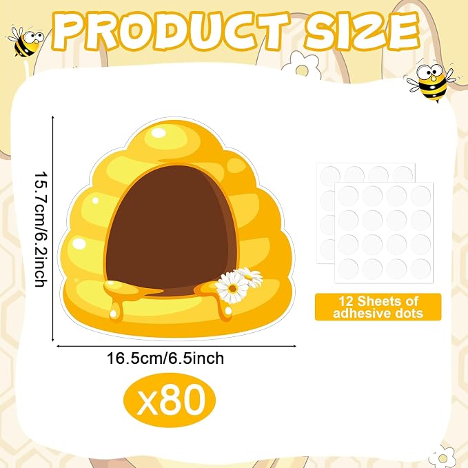 gisgfim 80Pcs Bee Hive Cutouts Summer Honey Bee Hive Decorations Bulletin Board Honey Daisy Paper Cut-Outs Classroom Decor for Boy Girl DIY Craft Photo Wall Kindergarten Preschool Party Favor Supply