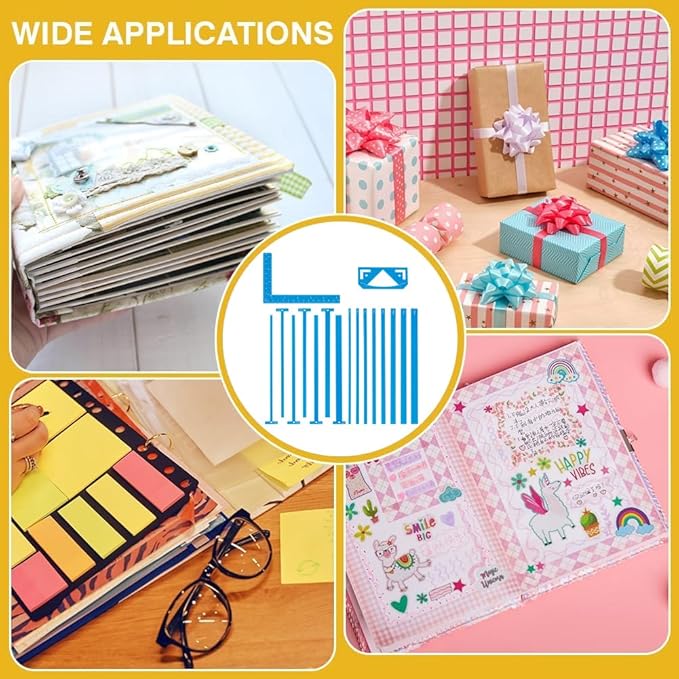 UNICRAFTALE 1 Set 17Pcs Flexible Acrylic Book Binding Ruler Set Book Binding Package Blue Bookbinding Easy Scrapbooking Tool T-Shaped Rulers for Bookbinding Scrapbooking Handmade Tools Supplies