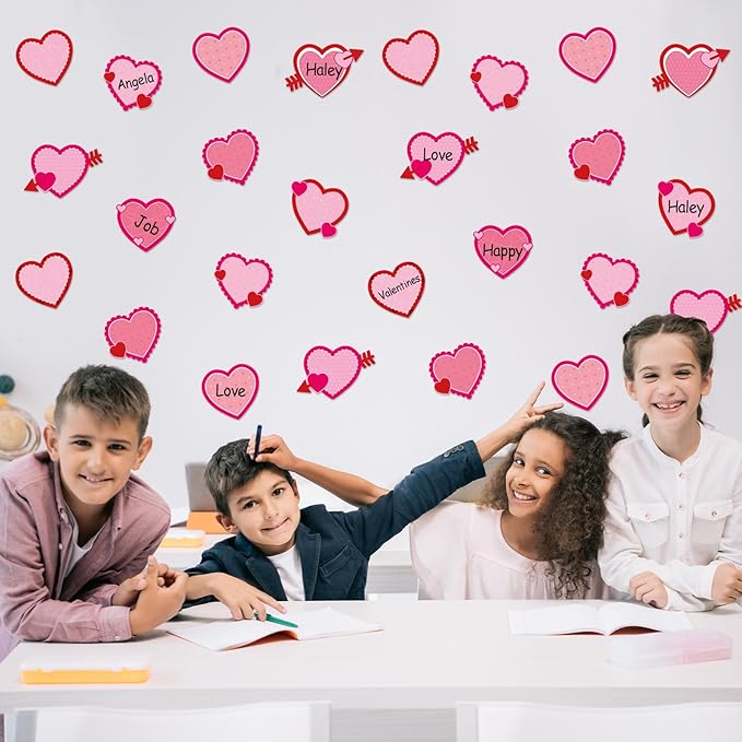 72pcs Valentine's Day Bulletin Board Decorations Valentines Day Party Decor 5.9 x 3.9 Inch Paper Hearts Cutouts for Themes Bulletin Board Classroom School Wedding Anniversary Party Supplies 9 Designs