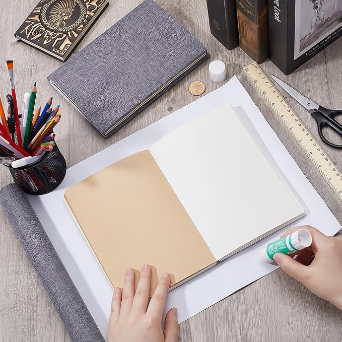 CRASPIRE 51 x 11.8 Linen Book Cloth Dark Gray Books Binding Fabric Surface Paper Backed Bookcover Densely Woven Cloth Books Album Scrapbooking Archival Covering Protector Bookbinding Supplies