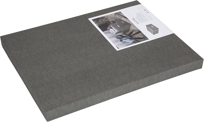 Bigso Katrin KD Collapsible Storage Box with Labelframe for Easy Identification - Simple Assembly without Tools - Decorative Storage Boxes with Lids - 13.5in x 17.6in x 7.2in - Light Gray