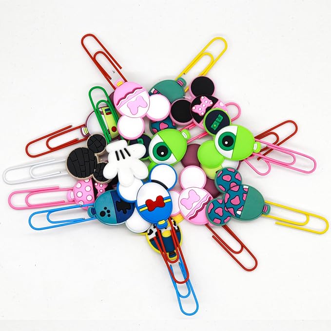 15PCS Cute Mouse Paper Clips,Cute Desk Accessories，Atationery Supplies for Teacher & Students Gifts Accessories for Women Decor，Bookmark Clamp，Page Marker Clip ，Teacher Supplies