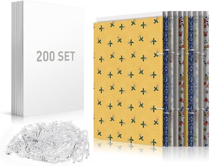 Comics and Magazines- 200 PCS of 7.5 * 10.5 Inch, Thickened Fabric Organizer Boards for Books, Comic Book Boards and Magazine Backing Boards with U Shape Plastic Alligator Clips（400PCS）