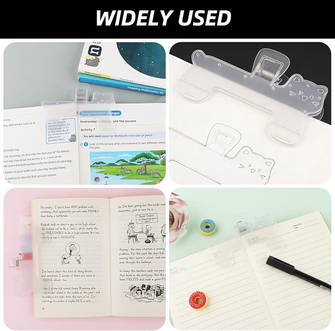 3 Pcs Book Clips,3 Colors Strong Page Holders for Reading,Portable Book Openers,Practical Book Page Markers for Teachers,Students,Office,and Home(Cat)