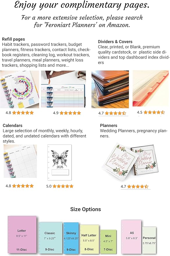 2026 Monthly Refills for 11-Disc Letter Size Planners, Monthly Calendar Inserts Compatible with Happy Planner ARC and TUL (Pastel, 11-Disc)