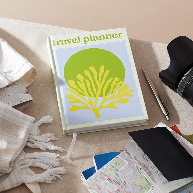 Yop & Tom Green Coral Travel Planner - 6 Trips/Vacations, Budget, Accommodations, Journaling, Memories & More