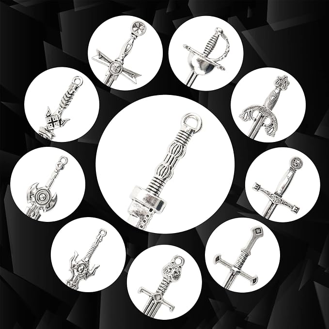Windspeed Sword Bookmark 40 Pcs Silver Antique Swords Bookmark for Men Ideal Gift for Book Lovers DIY Craft Supplies