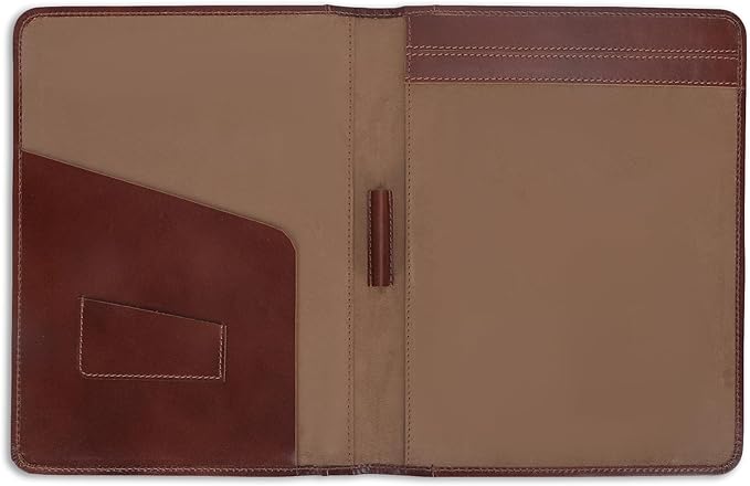 Heavy Duty Buffalo Leather Legal Pad Portfolio Handmade Executive Notebook Binder, Professional Padfolio Organizer Gift for Men and Women Genuine Leather Resume Document Holder (Wine)