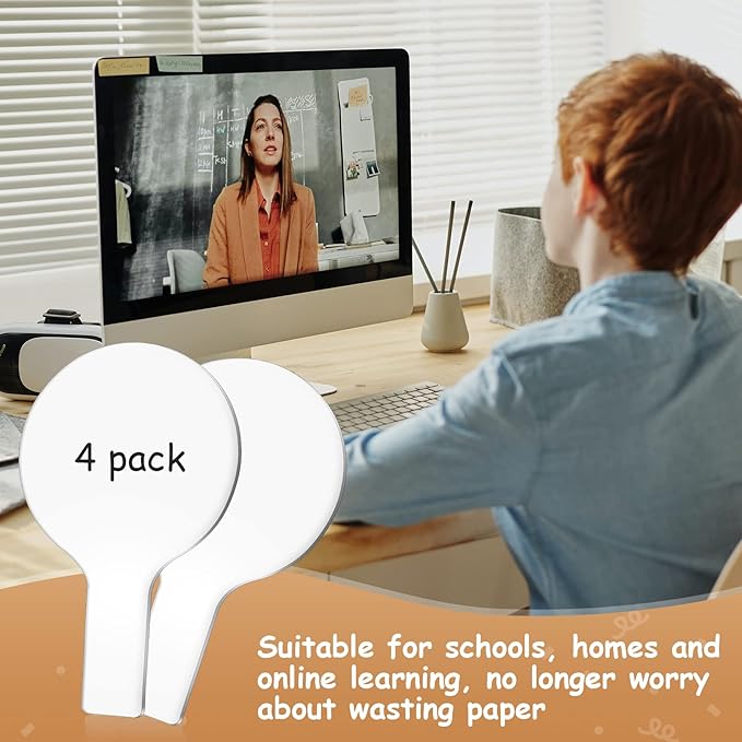 Containlol 4 Pcs Mini Dry Erase Answer Paddles Acrylic Answer Board Double-Sided Response Paddles Quick Response Board with Handle for Teaching Office Games Home