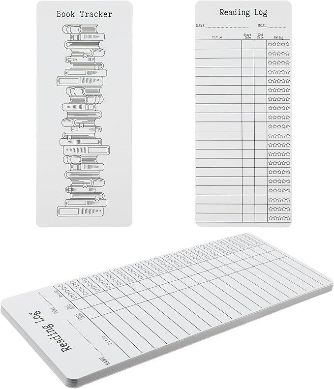 Ouligay 12pcs Book Tracker Bookmark Reading List Bookmark, Library Cards for Reading, Page Holders for Reading Enthusiasts, Teachers, Students