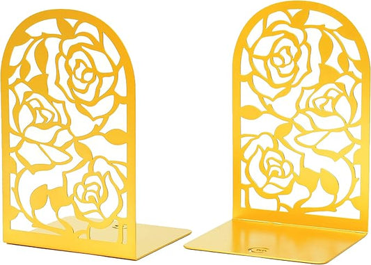CNK Premium Book Ends for Shelves, Metal Stopper for Home Office Heavy Books, Shelf Holder, Home Decorative, Stoppers (Rose Gold)