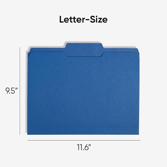 Smead Standard File Folders, 100 Count, Assorted Jewel Tone Colors, 1/3-Cut Tabs, Letter Size (11948) (Pack of 5)