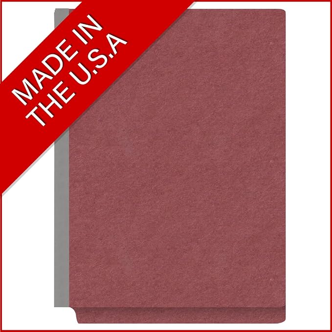 Pressboard Classification Folders, Full Cut End Tab, Letter Size, 1 Divider, Dark Red (Box of 10)