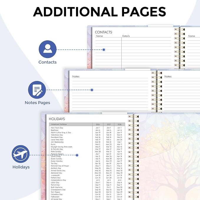 SKYDUE 2026-2027 Monthly and Weekly Academic Planner, July 2026-June 2027, 8.5"x11", Agenda Calendar with Colorful Tabs and Storage Pocket, Ideal for School Office Supplies