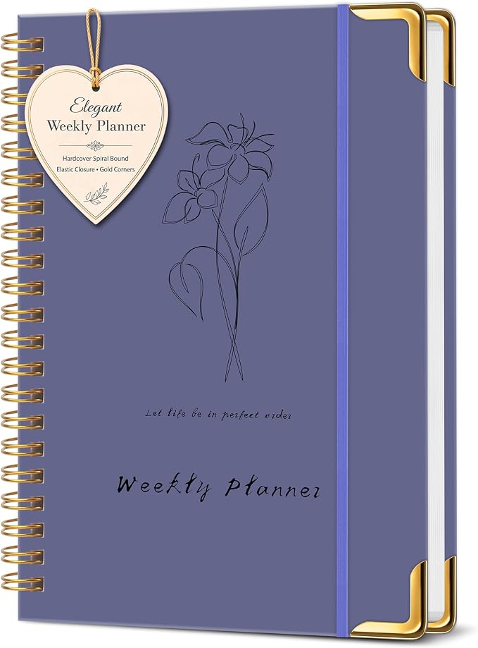 Undated Weekly Planner, Weekly To Do List Notebook with Goal & Habit Tracker Organizer, A5 Hardcover Weekly Planner for ADHD, Office School Home Supplies, Reduces Stress and Boosts Productivity - Purple