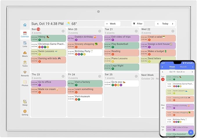 Digital Calendar Touch Screen 10.1 Inch Family and Hearth Chore Smart Electronic Planner Third-Party Calendar Sync, Chore Tracker, Meal Plan & Photo frame Bussiness Working tasks,Great for Organizing Your Routines,Gifts for Women Mom