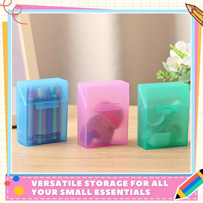 Clabby 24 Pcs Plastic Clear Crayon Box Bulk Holds 24 Crayon With Hinged Lid and Snap Closure for Pens School Office Supply Organization (Pink,Blue,Green,Clear)