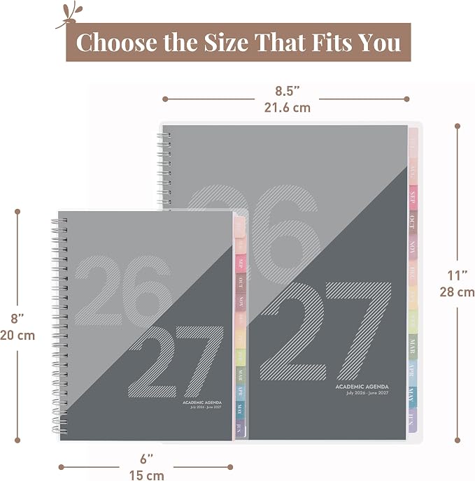 Rileys Academic Planner 2026-2027, Daily, Weekly & Monthly Planner, July 2026 - June 2027, Student Notes Pages, Twin-Wire Binding, Weekly Agenda for School & Work (8.5 x 11-Inches, Geographic, Black)