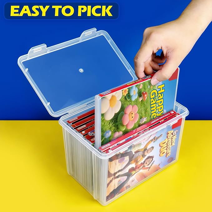 2 Pack Video Game Holder for Switch Game Storage Box Store 18 Cases, Media Storage Organizer, Clear Plastic Storage Box