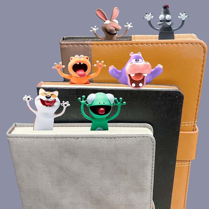 3D Cartoon Animal Book Marks，Funny Cute Pretty Unique Bookmark for Kids, Boys, Girls, Students and Reading Lovers (Wolf)